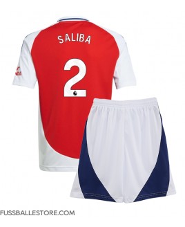 Günstige Arsenal William Saliba #2 Heimtrikotsatz Kinder 2024-25 Kurzarm (+ Kurze Hosen)